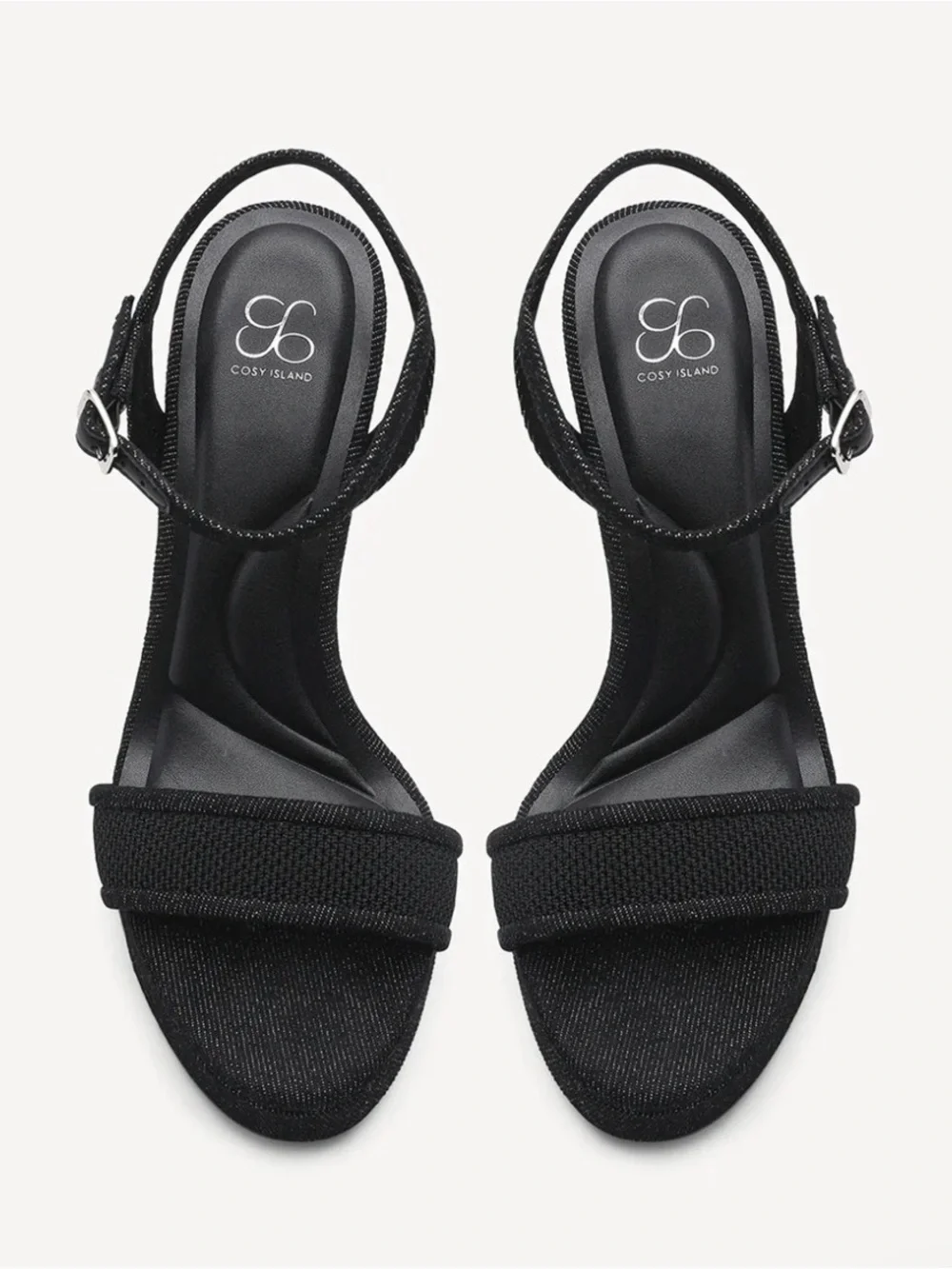 Cosy Island Black DenimLoft Platform Ankle-Strap Sandal